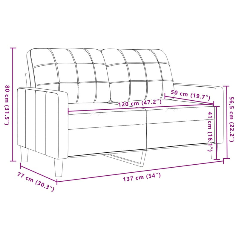 vidaXL kétszemélyes rózsaszín bársony kanapé 120 cm