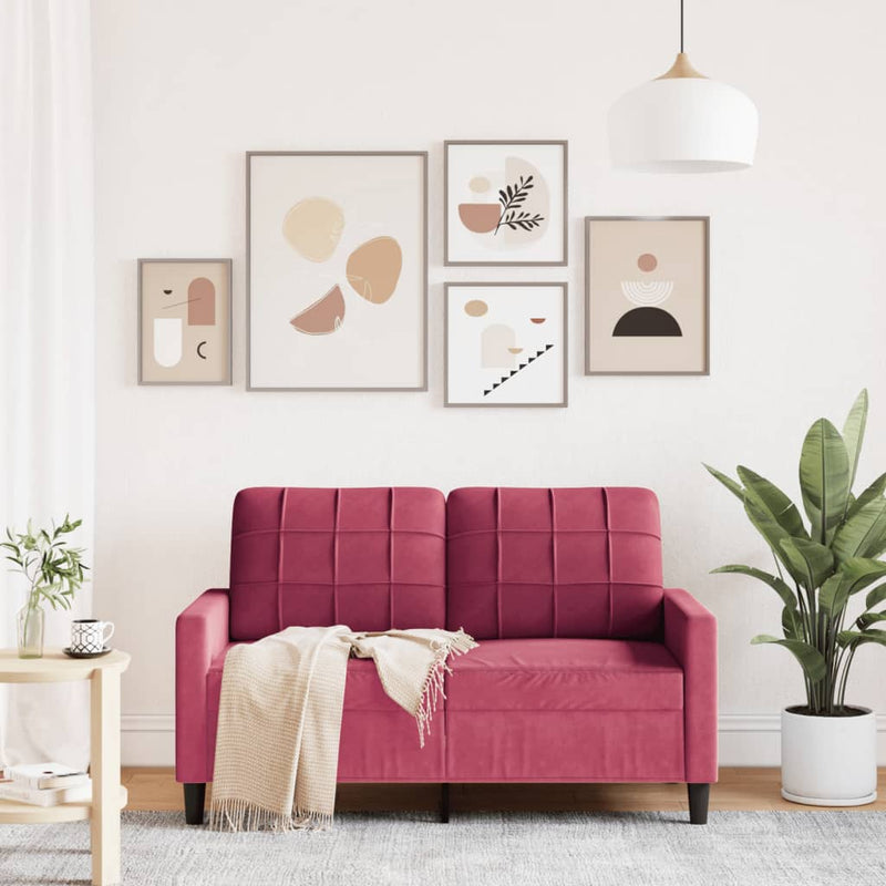 vidaXL kétszemélyes bordó bársony kanapé 120 cm