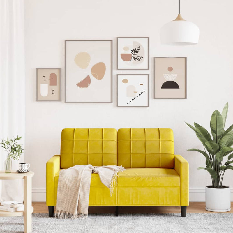 vidaXL kétszemélyes sárga bársony kanapé 120 cm