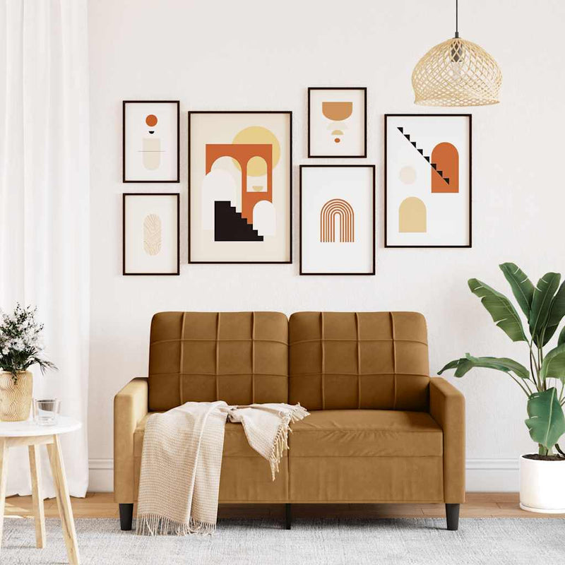 vidaXL kétszemélyes barna bársony kanapé 120 cm