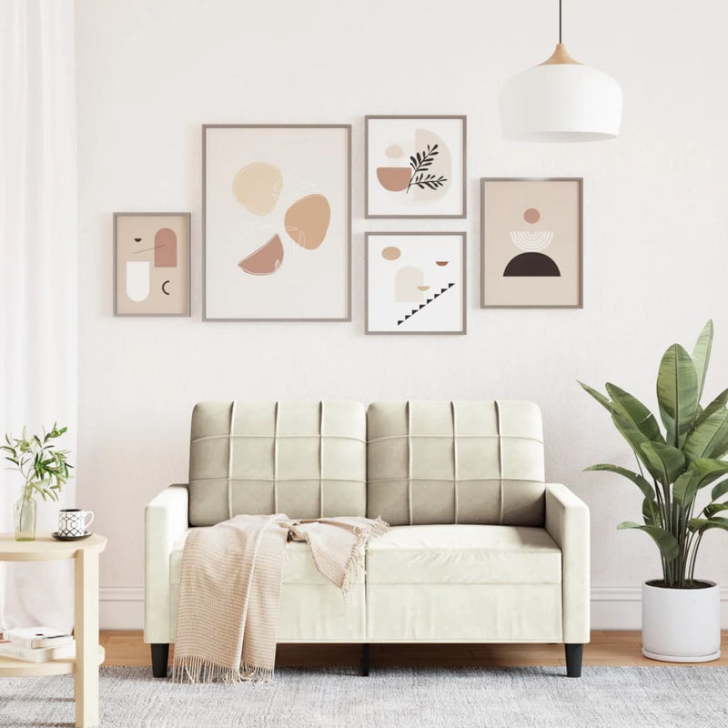 vidaXL kétszemélyes krémszínű bársony kanapé 120 cm