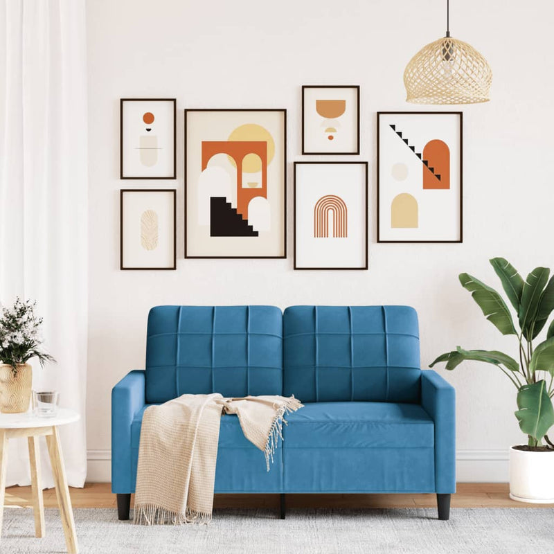 vidaXL kétszemélyes kék bársony kanapé 120 cm