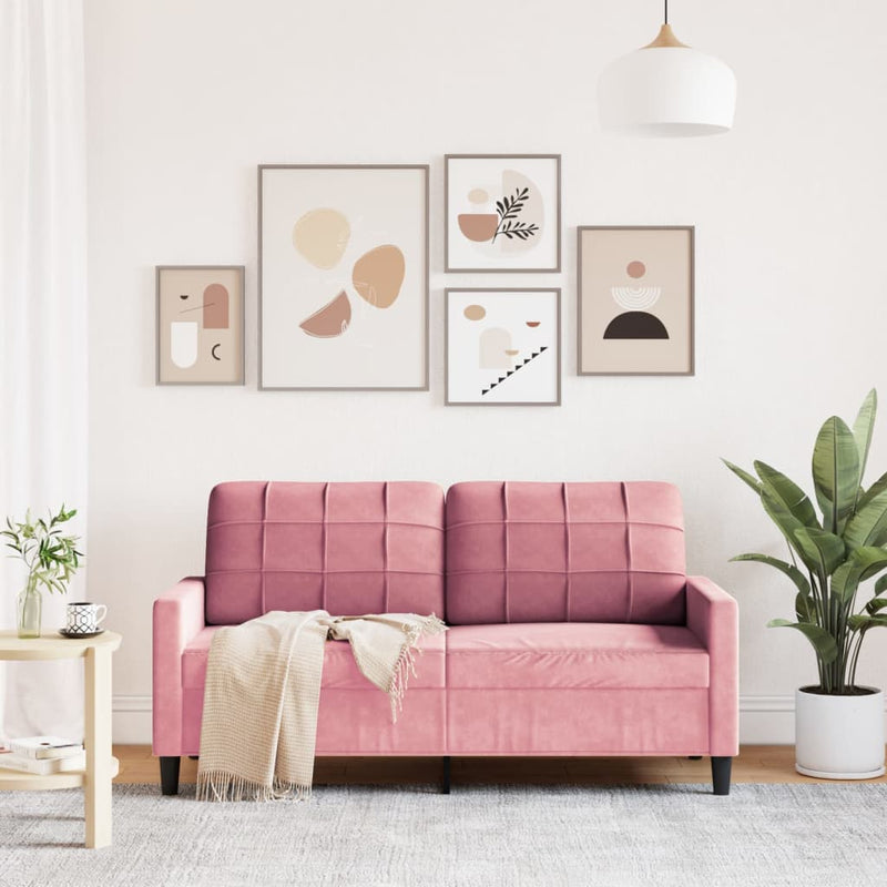 vidaXL kétszemélyes rózsaszín bársony kanapé 140 cm