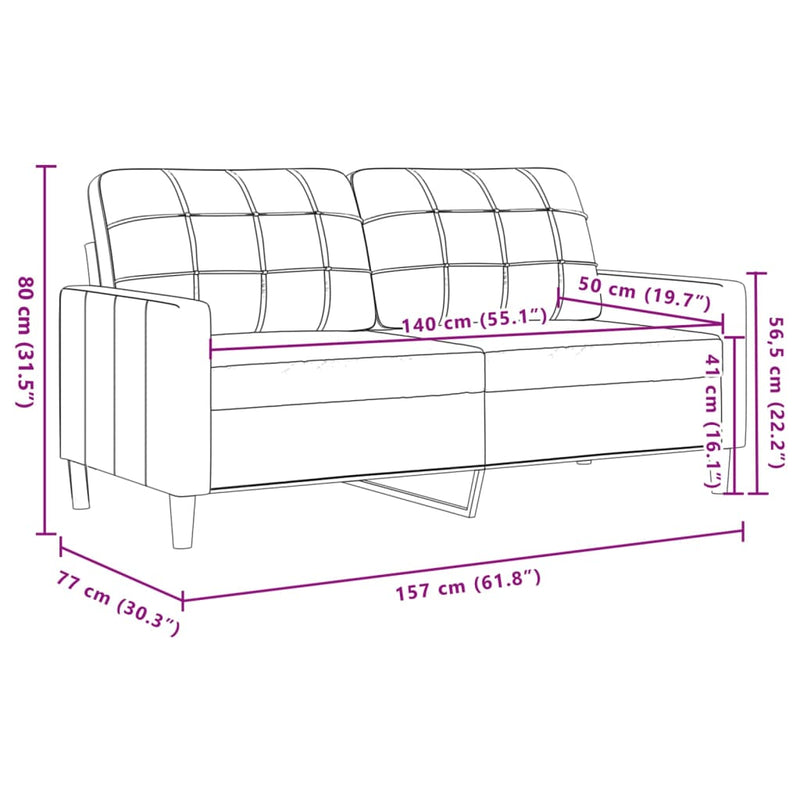 vidaXL kétszemélyes rózsaszín bársony kanapé 140 cm
