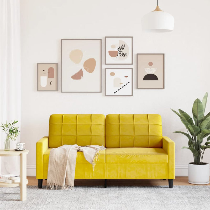 vidaXL kétszemélyes sárga bársony kanapé 140 cm