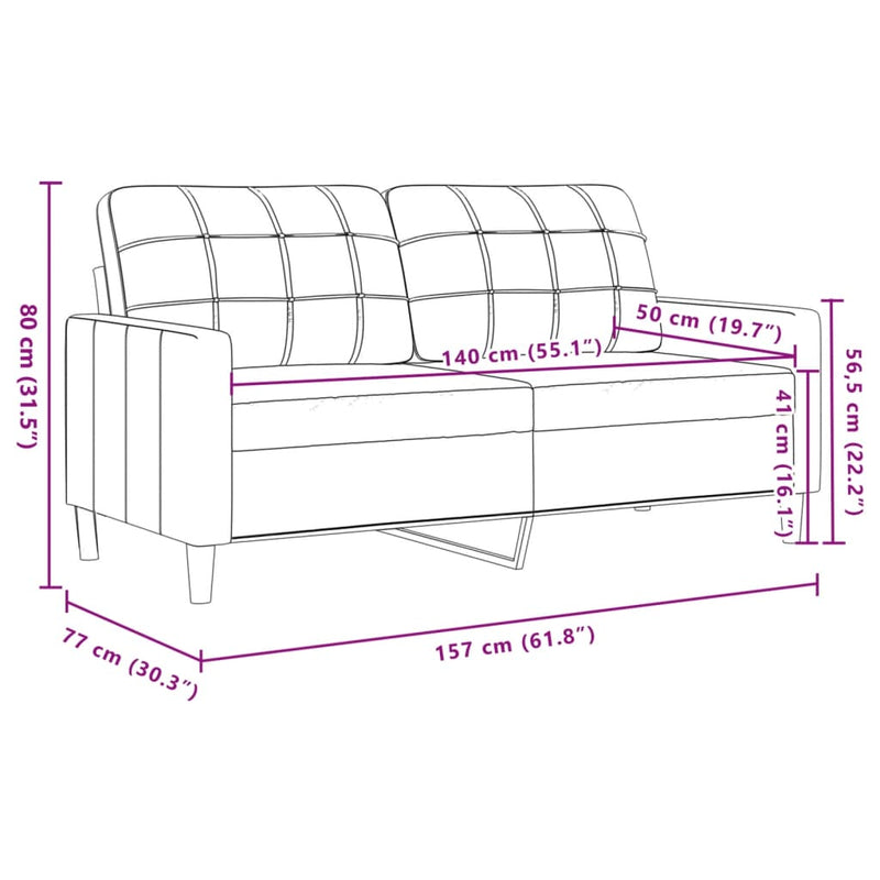 vidaXL kétszemélyes sárga bársony kanapé 140 cm