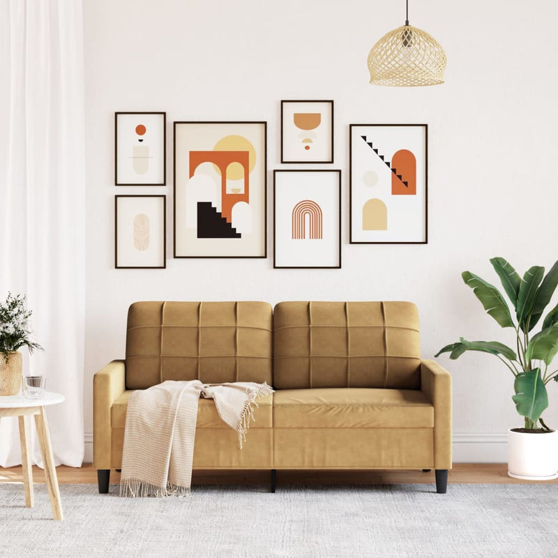 vidaXL kétszemélyes barna bársony kanapé 140 cm