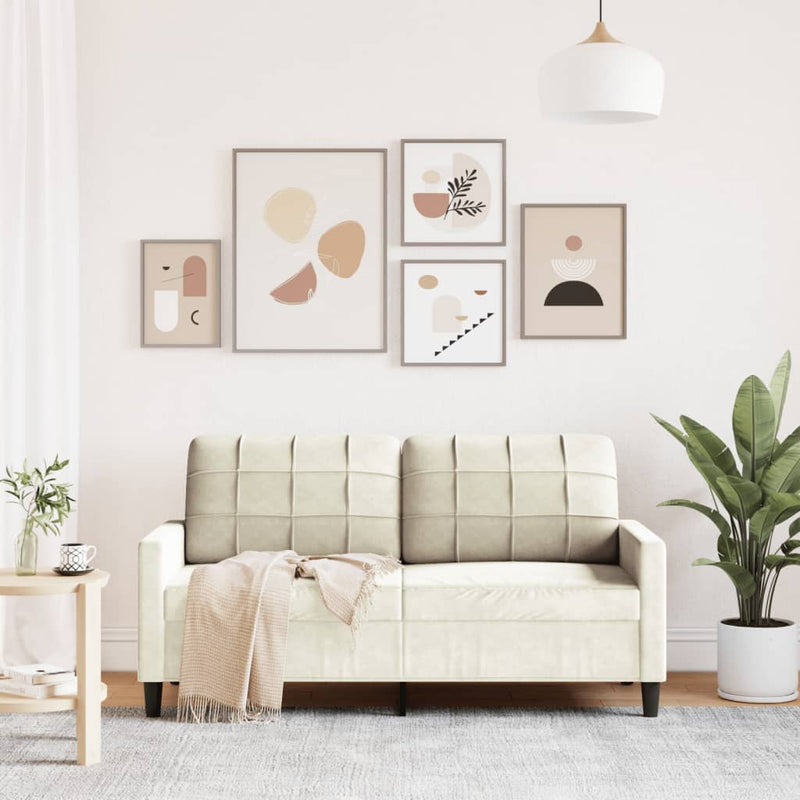 vidaXL kétszemélyes krémszínű bársony kanapé 140 cm
