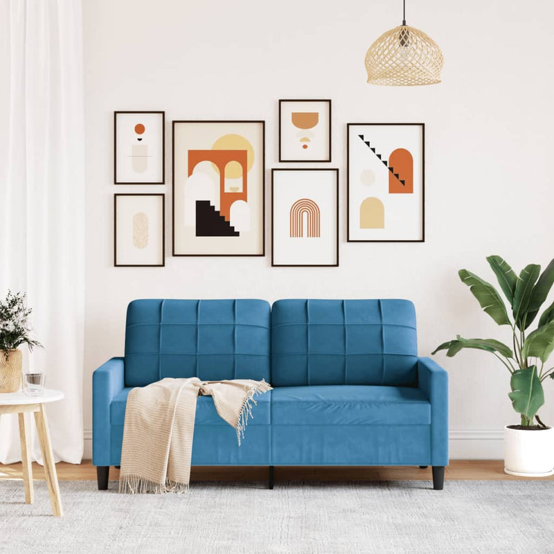 vidaXL kétszemélyes kék bársony kanapé 140 cm