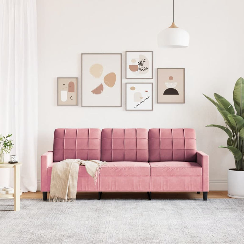vidaXL 3 személyes rózsaszín bársony kanapé 180 cm