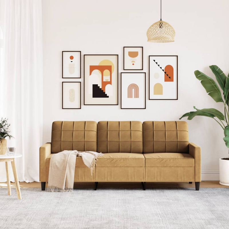 vidaXL 3 személyes barna bársony kanapé 180 cm