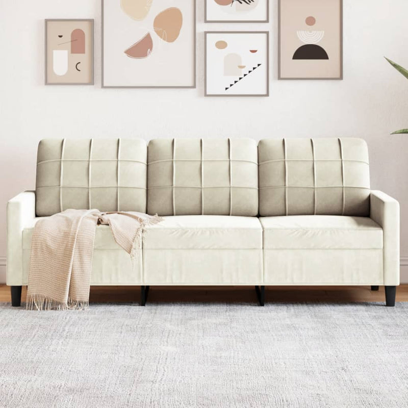 vidaXL 3 személyes krémszínű bársony kanapé 180 cm
