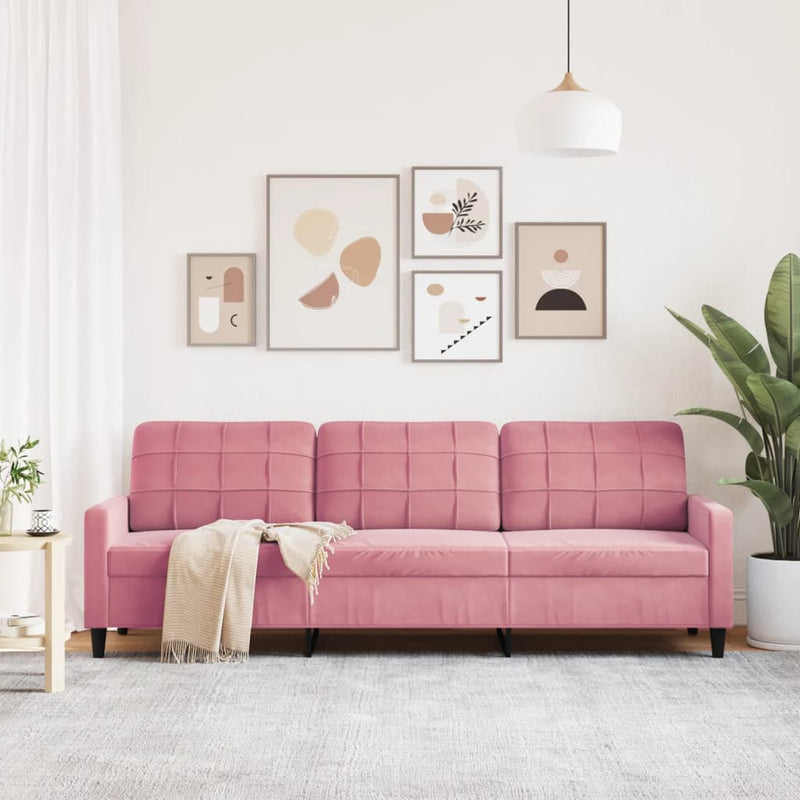 vidaXL 3 személyes rózsaszín bársony kanapé 210 cm