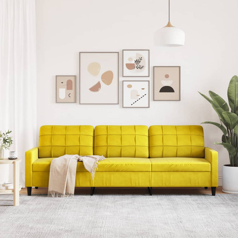 vidaXL 3 személyes sárga bársony kanapé 210 cm