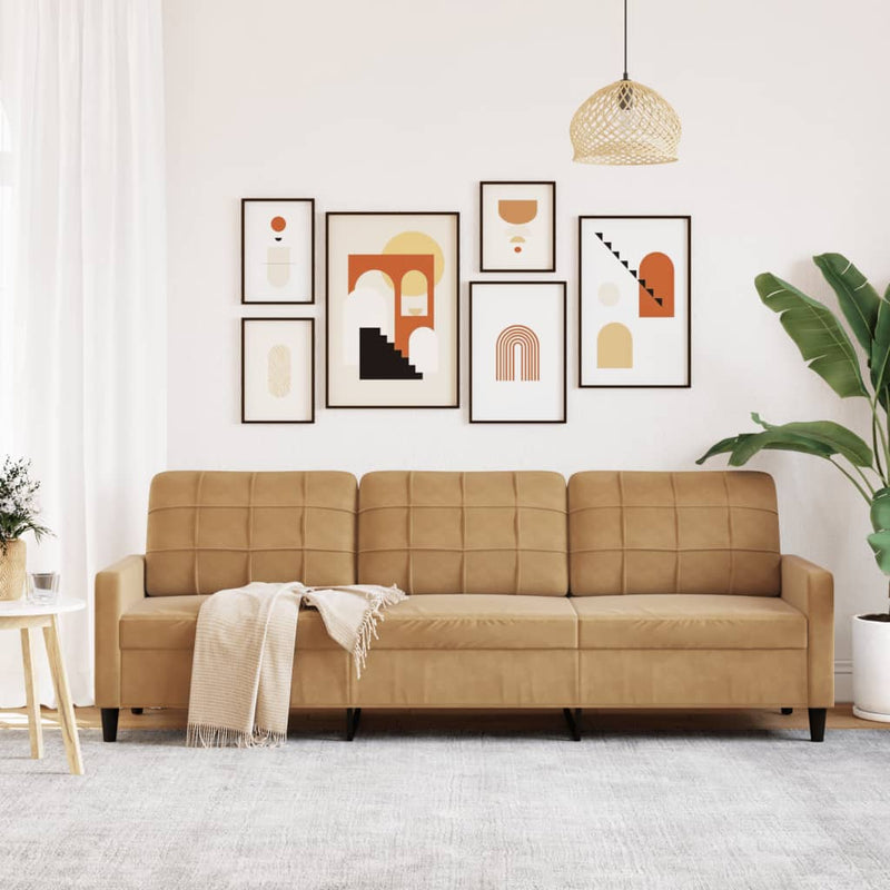 vidaXL 3 személyes barna bársony kanapé 210 cm