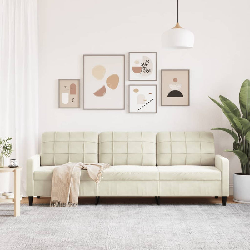 vidaXL 3 személyes krémszínű bársony kanapé 210 cm