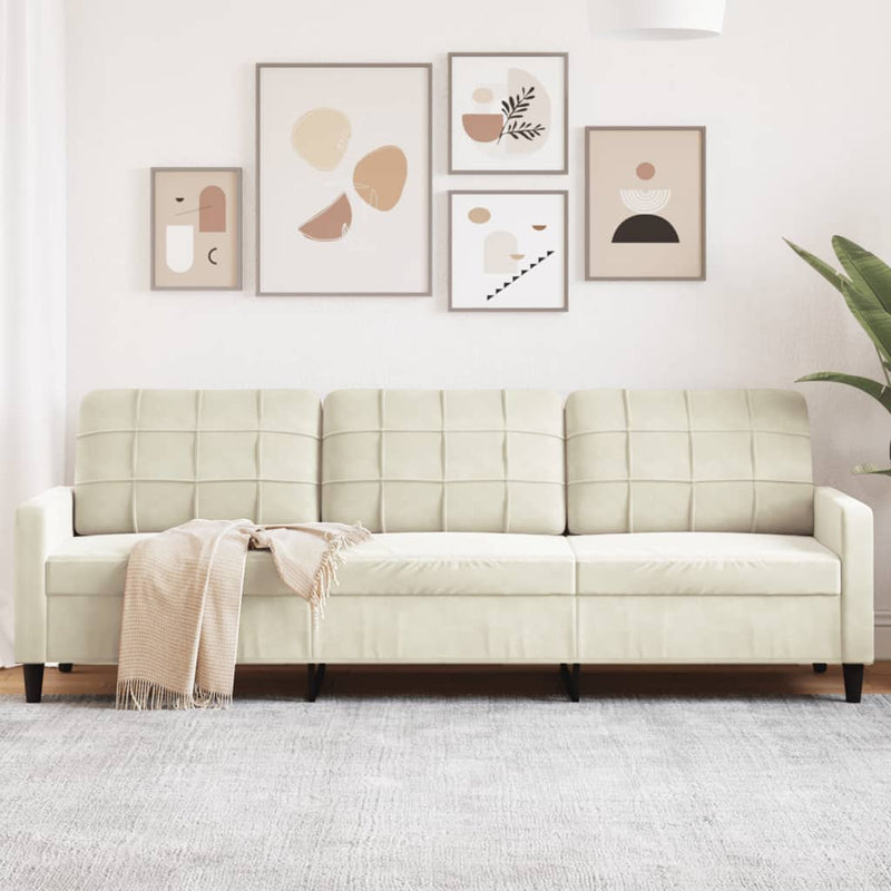 vidaXL 3 személyes krémszínű bársony kanapé 210 cm
