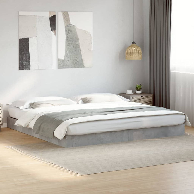 vidaXL betonszürke szerelt fa ágykeret 180 x 200 cm