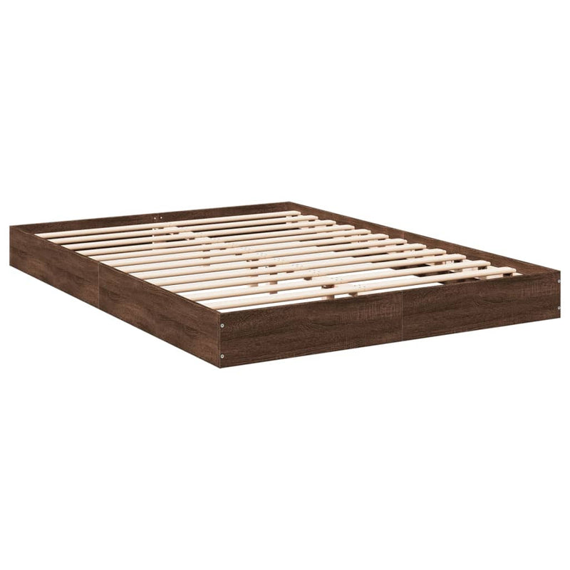 vidaXL barna tölgy színű szerelt fa ágykeret matrac nélkül 120x190 cm