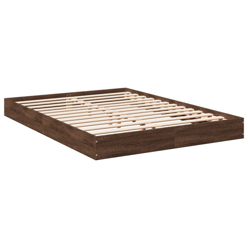 vidaXL barna tölgy színű szerelt fa ágykeret matrac nélkül 120x190 cm