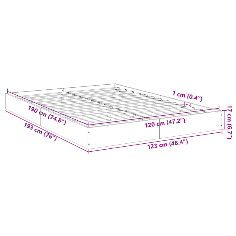 vidaXL barna tölgy színű szerelt fa ágykeret matrac nélkül 120x190 cm