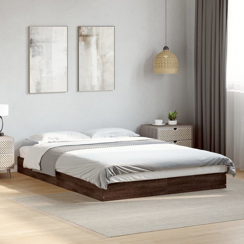 vidaXL barna tölgy színű szerelt fa ágykeret matrac nélkül 120x190 cm