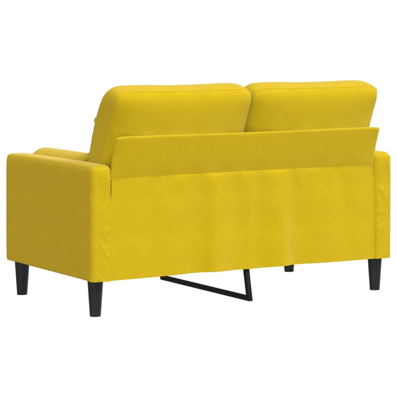 vidaXL 2 személyes sárga bársony kanapé díszpárnákkal 120 cm