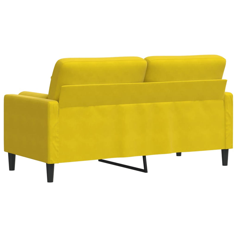 vidaXL 2 személyes sárga bársony kanapé díszpárnákkal 140 cm