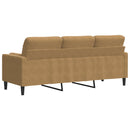vidaXL 3 személyes barna bársony kanapé díszpárnákkal 180 cm