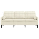 vidaXL 3 személyes krémszínű bársony kanapé díszpárnákkal 180 cm