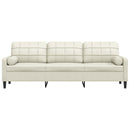 vidaXL 3 személyes krémszínű bársony kanapé díszpárnákkal 210 cm