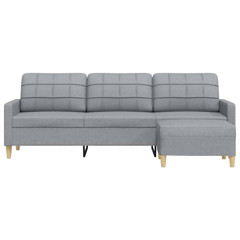 vidaXL 3 személyes világosszürke szövet kanapé lábtartóval 210 cm