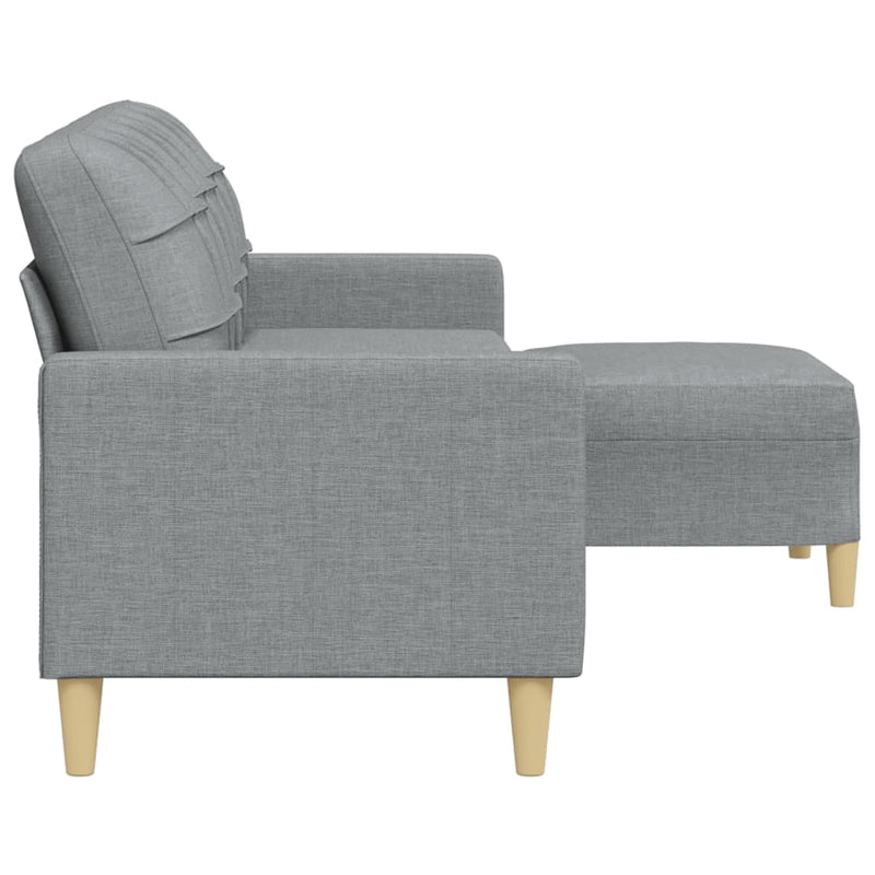 vidaXL 3 személyes világosszürke szövet kanapé lábtartóval 210 cm