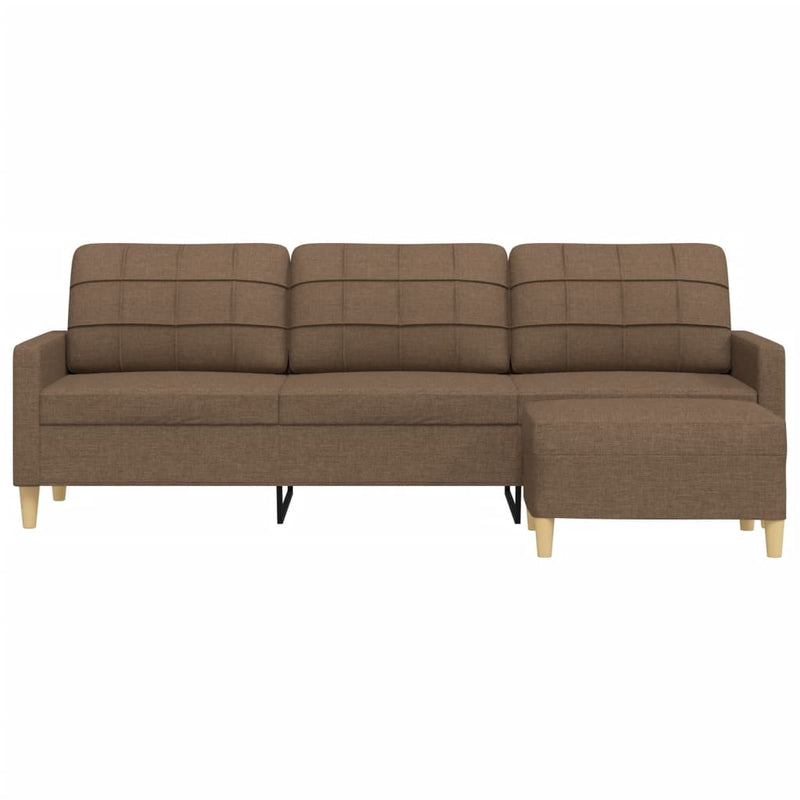 vidaXL 3 személyes barna szövet kanapé lábtartóval 210 cm