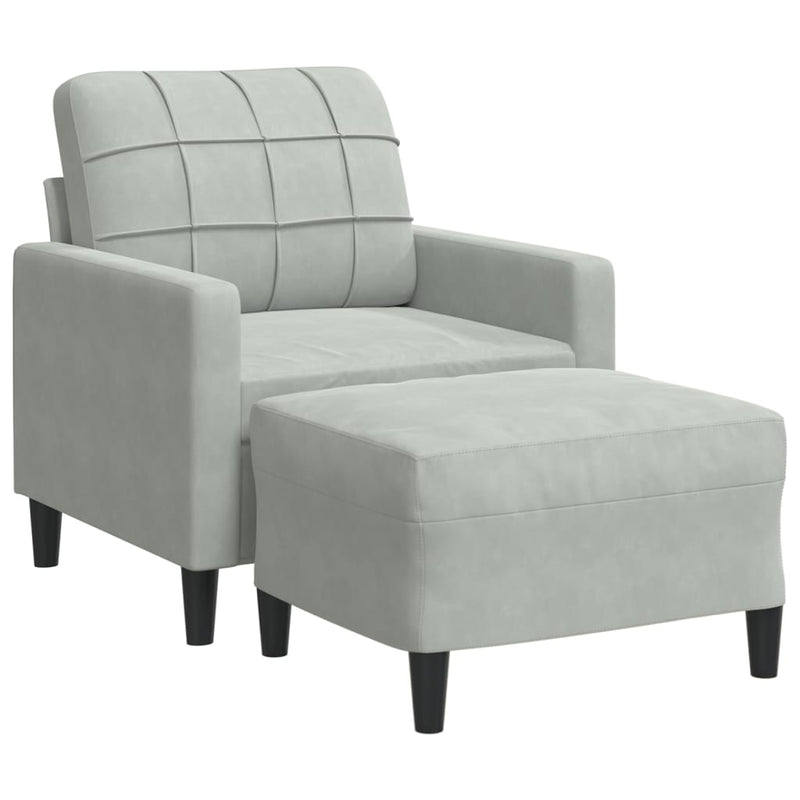 vidaXL világosszürke bársony kanapéfotel lábtartóval 60 cm