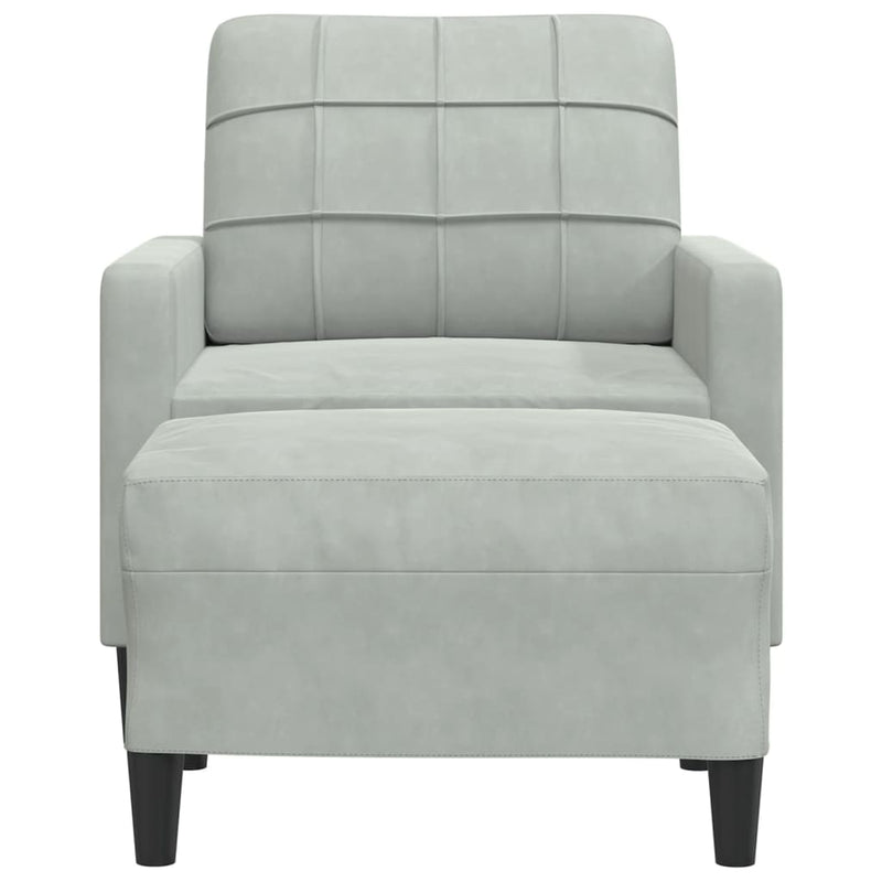 vidaXL világosszürke bársony kanapéfotel lábtartóval 60 cm