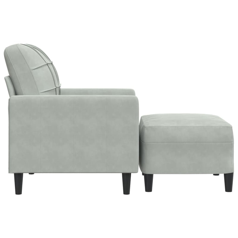 vidaXL világosszürke bársony kanapéfotel lábtartóval 60 cm