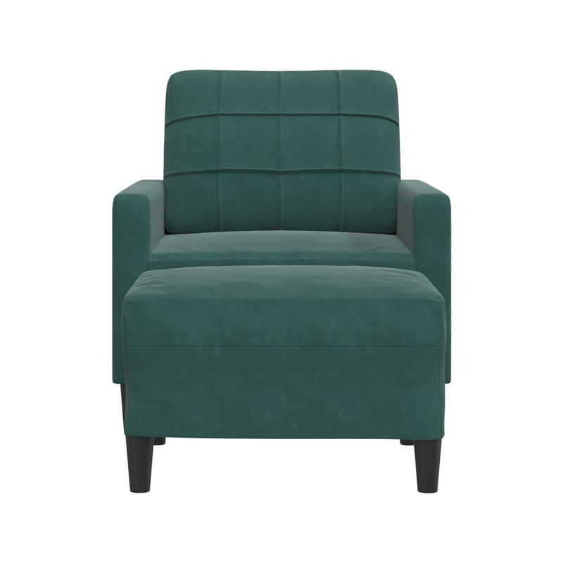 vidaXL sötétzöld bársony kanapéfotel lábtartóval 60 cm
