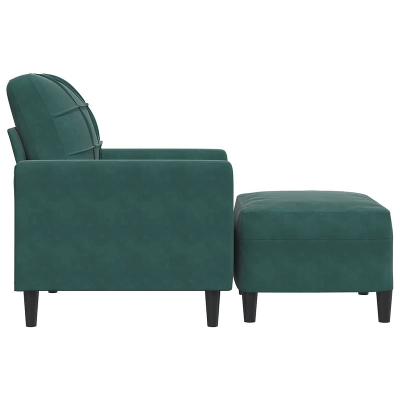 vidaXL sötétzöld bársony kanapéfotel lábtartóval 60 cm