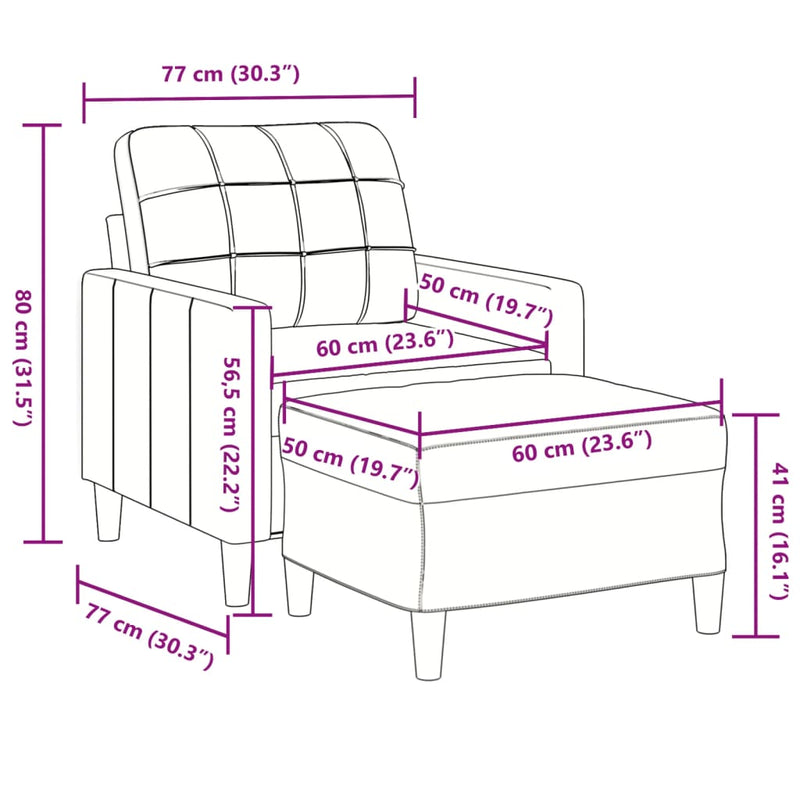 vidaXL sötétzöld bársony kanapéfotel lábtartóval 60 cm