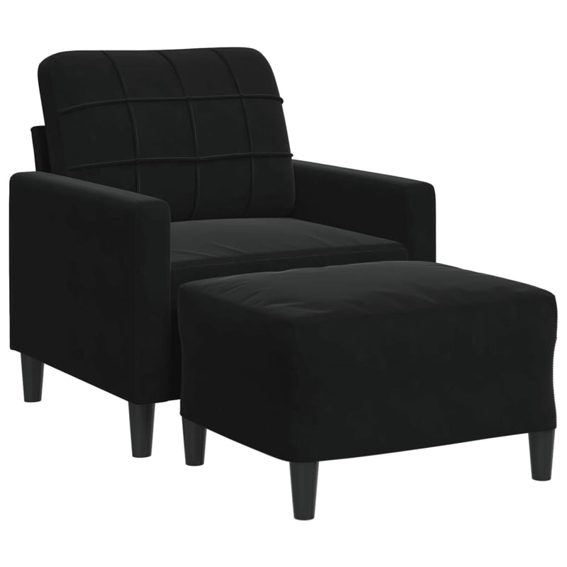 vidaXL fekete bársony kanapéfotel lábtartóval 60 cm