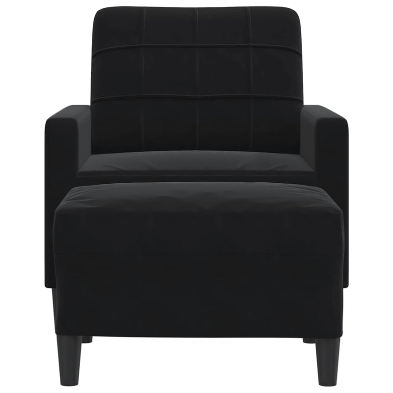 vidaXL fekete bársony kanapéfotel lábtartóval 60 cm