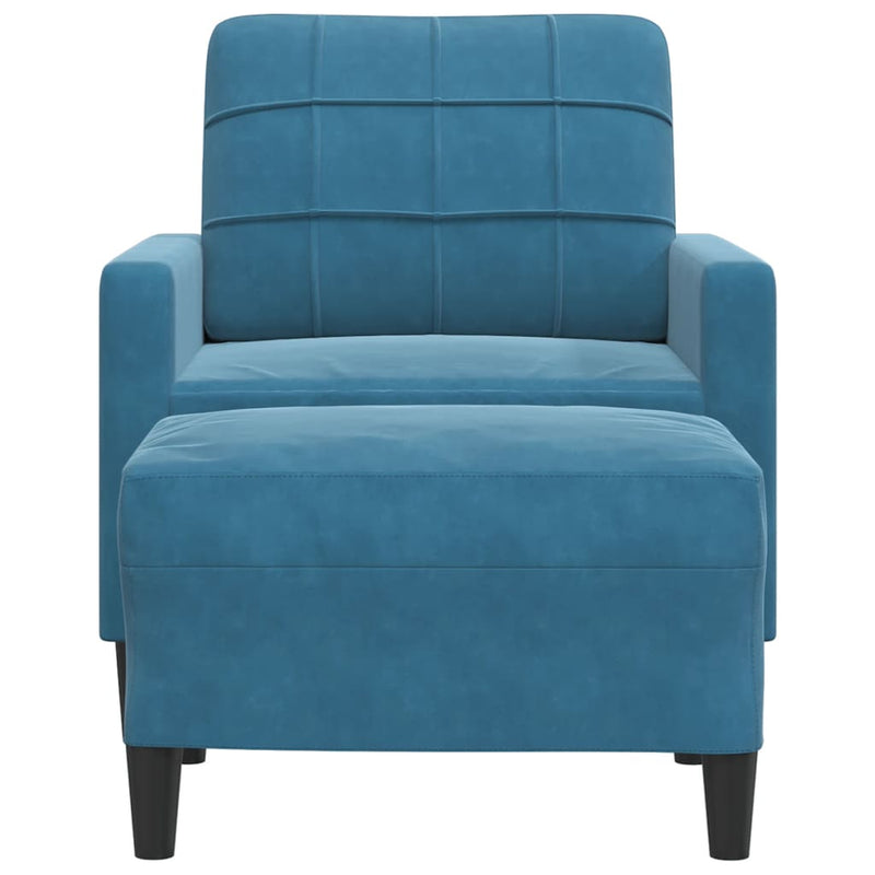 vidaXL kék bársony kanapéfotel lábtartóval 60 cm