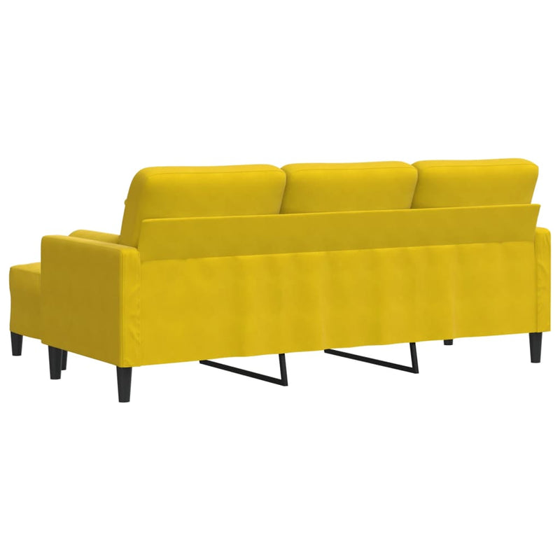 vidaXL 3 személyes sárga bársonykanapé lábtartóval 180 cm