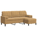 vidaXL 3 személyes barna bársonykanapé lábtartóval 180 cm