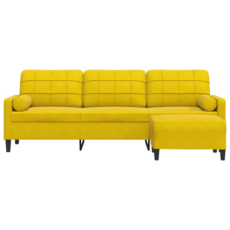 vidaXL 3 személyes sárga bársonykanapé lábtartóval 210 cm