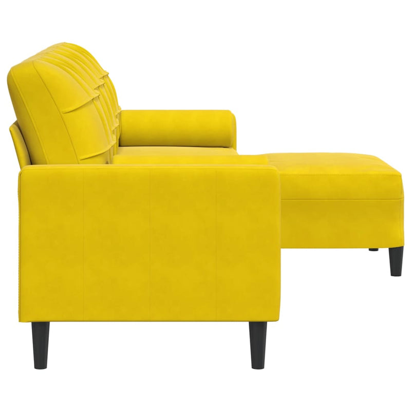 vidaXL 3 személyes sárga bársonykanapé lábtartóval 210 cm