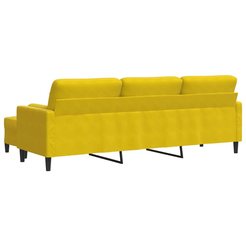 vidaXL 3 személyes sárga bársonykanapé lábtartóval 210 cm