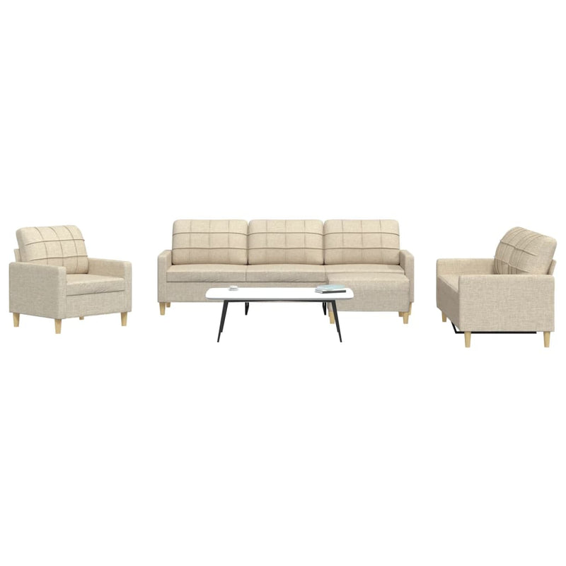 vidaXL 4 részes krémszínű szövet ülőgarnitúra lábzsámollyal