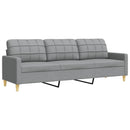 vidaXL 3 részes világosszürke szövet ülőgarnitúra díszpárnákkal